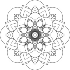 Easy Mandala coloring book simple and basic for beginners, seniors and children. Set of Mehndi flower pattern for Henna drawing and tattoo. Decoration in ethnic oriental, Indian style.