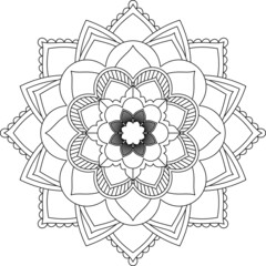 Easy Mandala coloring book simple and basic for beginners, seniors and children. Set of Mehndi flower pattern for Henna drawing and tattoo. Decoration in ethnic oriental, Indian style.