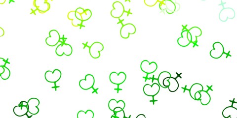 Light Green, Yellow vector background with woman symbols.