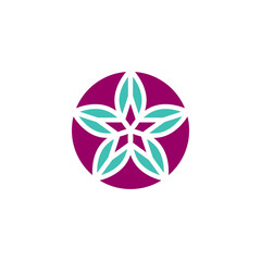 Obraz premium Foliate shapes around the star. Vector motif