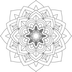 Easy Mandala coloring book simple and basic for beginners, seniors and children. Set of Mehndi flower pattern for Henna drawing and tattoo. Decoration in ethnic oriental, Indian style.