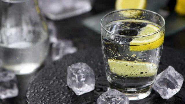 Portion of chilled sparkling water as seamless loopable footage (4K)
