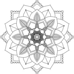 Easy Mandala coloring book simple and basic for beginners, seniors and children. Set of Mehndi flower pattern for Henna drawing and tattoo. Decoration in ethnic oriental, Indian style.