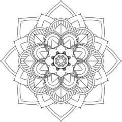 Easy Mandala coloring book simple and basic for beginners, seniors and children. Set of Mehndi flower pattern for Henna drawing and tattoo. Decoration in ethnic oriental, Indian style.