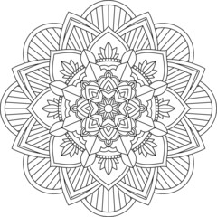 Easy Mandala coloring book simple and basic for beginners, seniors and children. Set of Mehndi flower pattern for Henna drawing and tattoo. Decoration in ethnic oriental, Indian style.