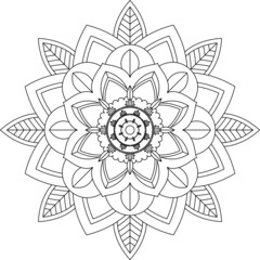 Easy Mandala coloring book simple and basic for beginners, seniors and children. Set of Mehndi flower pattern for Henna drawing and tattoo. Decoration in ethnic oriental, Indian style.