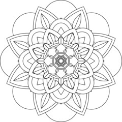 Easy Mandala coloring book simple and basic for beginners, seniors and children. Set of Mehndi flower pattern for Henna drawing and tattoo. Decoration in ethnic oriental, Indian style.