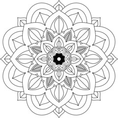 Easy Mandala coloring book simple and basic for beginners, seniors and children. Set of Mehndi flower pattern for Henna drawing and tattoo. Decoration in ethnic oriental, Indian style.