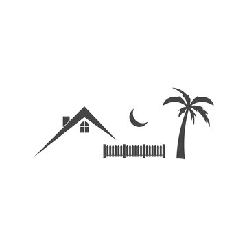 Beach house glyph icon isolated on white background