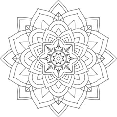 Easy Mandala coloring book simple and basic for beginners, seniors and children. Set of Mehndi flower pattern for Henna drawing and tattoo. Decoration in ethnic oriental, Indian style.