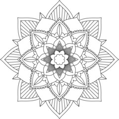 Easy Mandala coloring book simple and basic for beginners, seniors and children. Set of Mehndi flower pattern for Henna drawing and tattoo. Decoration in ethnic oriental, Indian style.