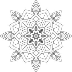 Easy Mandala coloring book simple and basic for beginners, seniors and children. Set of Mehndi flower pattern for Henna drawing and tattoo. Decoration in ethnic oriental, Indian style.