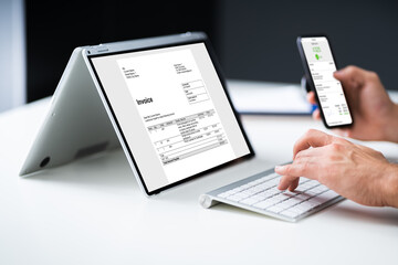 Digital Invoice Document On Tablet Or Laptop