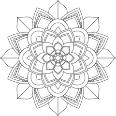 Easy Mandala coloring book simple and basic for beginners, seniors and children. Set of Mehndi flower pattern for Henna drawing and tattoo. Decoration in ethnic oriental, Indian style.