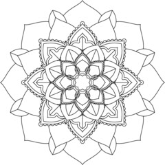 Easy Mandala coloring book simple and basic for beginners, seniors and children. Set of Mehndi flower pattern for Henna drawing and tattoo. Decoration in ethnic oriental, Indian style.