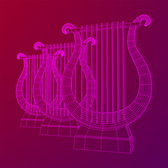 Naklejka premium Ancient lyre or harp musical instrument