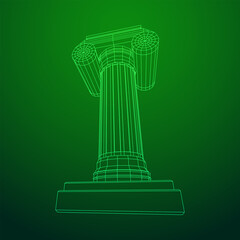 Greek ionic column. Ancient pillars.