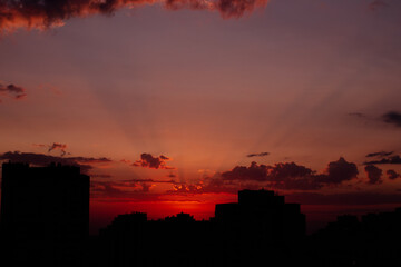 Evening sunset over multi-storey buildings