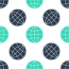 Green Earth globe icon isolated seamless pattern on white background. World or Earth sign. Global internet symbol. Geometric shapes. Vector.