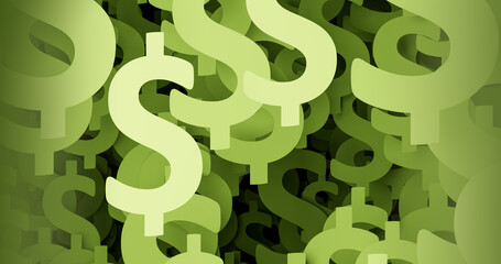 Dollar sign background. Beautiful template for presentations, headers, various business designs. Green, dark green, green-yellowish colors.