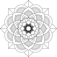Easy Mandala coloring book simple and basic for beginners, seniors and children. Set of Mehndi flower pattern for Henna drawing and tattoo. Decoration in ethnic oriental, Indian style.