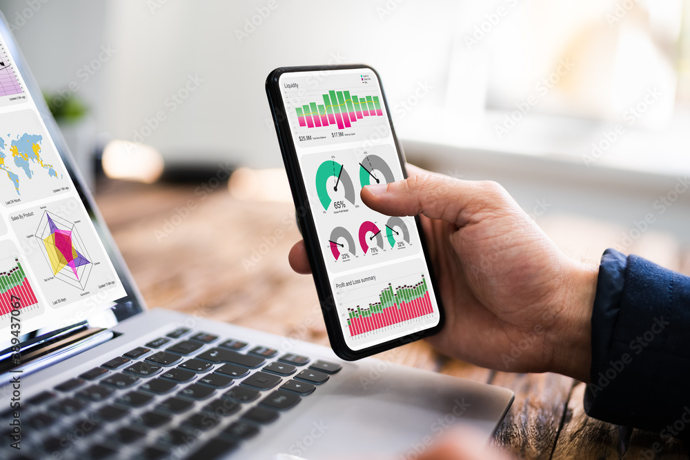 Poster KPI Business Analytics Data Dashboard. Analyst