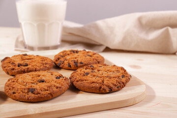 yummy homemade natural cookies on the rustic surface