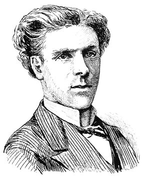 Portrait of Benoit-Constant Coquelin (young years), known as Coquelin aine ("Coquelin the Elder") - a French actor. Illustration of the 19th century. White background.