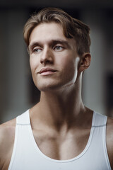 Fitness athletic man workout muscles exercise