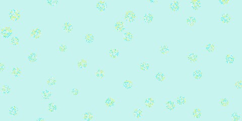 Light blue, yellow vector doodle background with flowers.