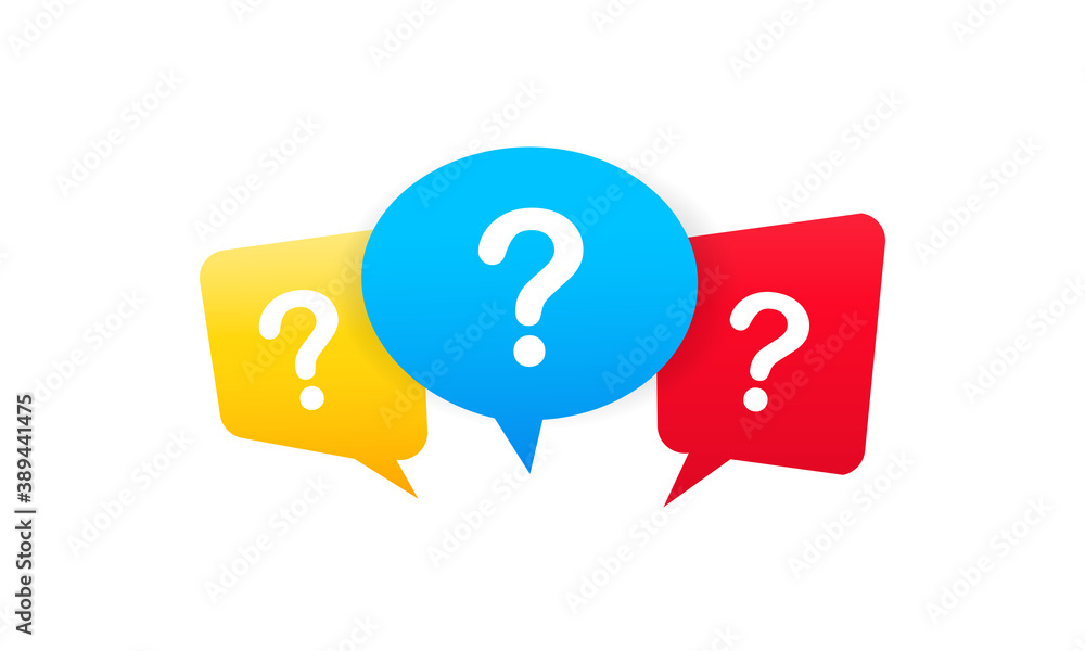 Poster colorful message box with question mark icon. vector on isolated white background. eps 10