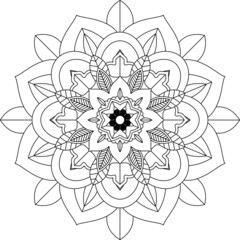 Easy Mandala coloring book simple and basic for beginners, seniors and children. Set of Mehndi flower pattern for Henna drawing and tattoo. Decoration in ethnic oriental, Indian style.