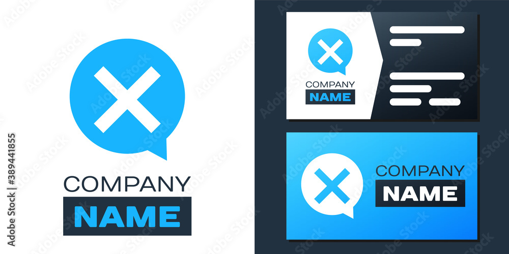 Poster logotype x mark, cross in circle icon isolated on white background. check cross mark icon. logo desi