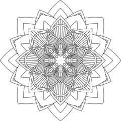 Easy Mandala coloring book simple and basic for beginners, seniors and children. Set of Mehndi flower pattern for Henna drawing and tattoo. Decoration in ethnic oriental, Indian style.