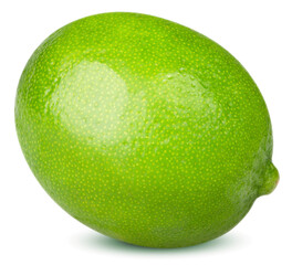 Isolated lime fruit. One whole lime fruit isolated on white background with clipping path
