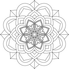 Easy Mandala coloring book simple and basic for beginners, seniors and children. Set of Mehndi flower pattern for Henna drawing and tattoo. Decoration in ethnic oriental, Indian style.