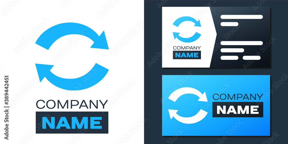Poster logotype refresh icon isolated on white background. reload symbol. rotation arrows in a circle sign.