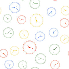 Color Clock icon isolated seamless pattern on white background. Time icon. Vector.