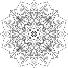 Easy Mandala coloring book simple and basic for beginners, seniors and children. Set of Mehndi flower pattern for Henna drawing and tattoo. Decoration in ethnic oriental, Indian style.