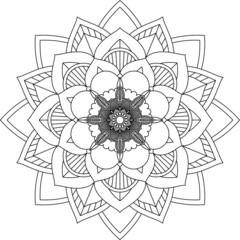 Easy Mandala coloring book simple and basic for beginners, seniors and children. Set of Mehndi flower pattern for Henna drawing and tattoo. Decoration in ethnic oriental, Indian style.