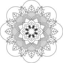 Easy Mandala coloring book simple and basic for beginners, seniors and children. Set of Mehndi flower pattern for Henna drawing and tattoo. Decoration in ethnic oriental, Indian style.