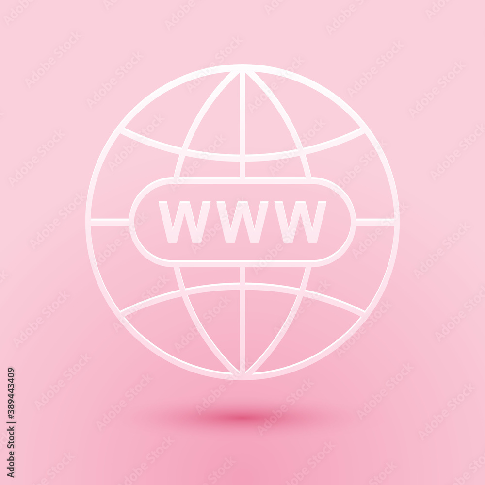 Poster paper cut go to web icon isolated on pink background. www icon. website pictogram. world wide web sy