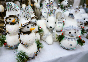 Funny snowman at christmas store.
