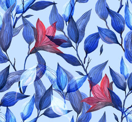 Watercolor abstract floral pattern.