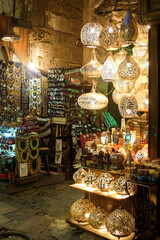Copper lanterns in Khan Khalili old bazaar - Cairo, Egypt