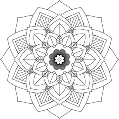 Easy Mandala coloring book simple and basic for beginners, seniors and children. Set of Mehndi flower pattern for Henna drawing and tattoo. Decoration in ethnic oriental, Indian style.