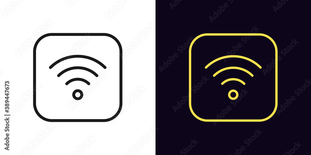 Poster outline wifi icon. linear wi fi sign, wireless internet technology with editable stroke