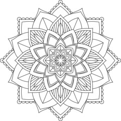 Easy Mandala coloring book simple and basic for beginners, seniors and children. Set of Mehndi flower pattern for Henna drawing and tattoo. Decoration in ethnic oriental, Indian style.