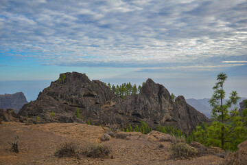 Valley and rocky mountains in Gran Canaria, Spain.
