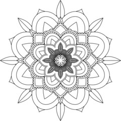 Easy Mandala coloring book simple and basic for beginners, seniors and children. Set of Mehndi flower pattern for Henna drawing and tattoo. Decoration in ethnic oriental, Indian style.